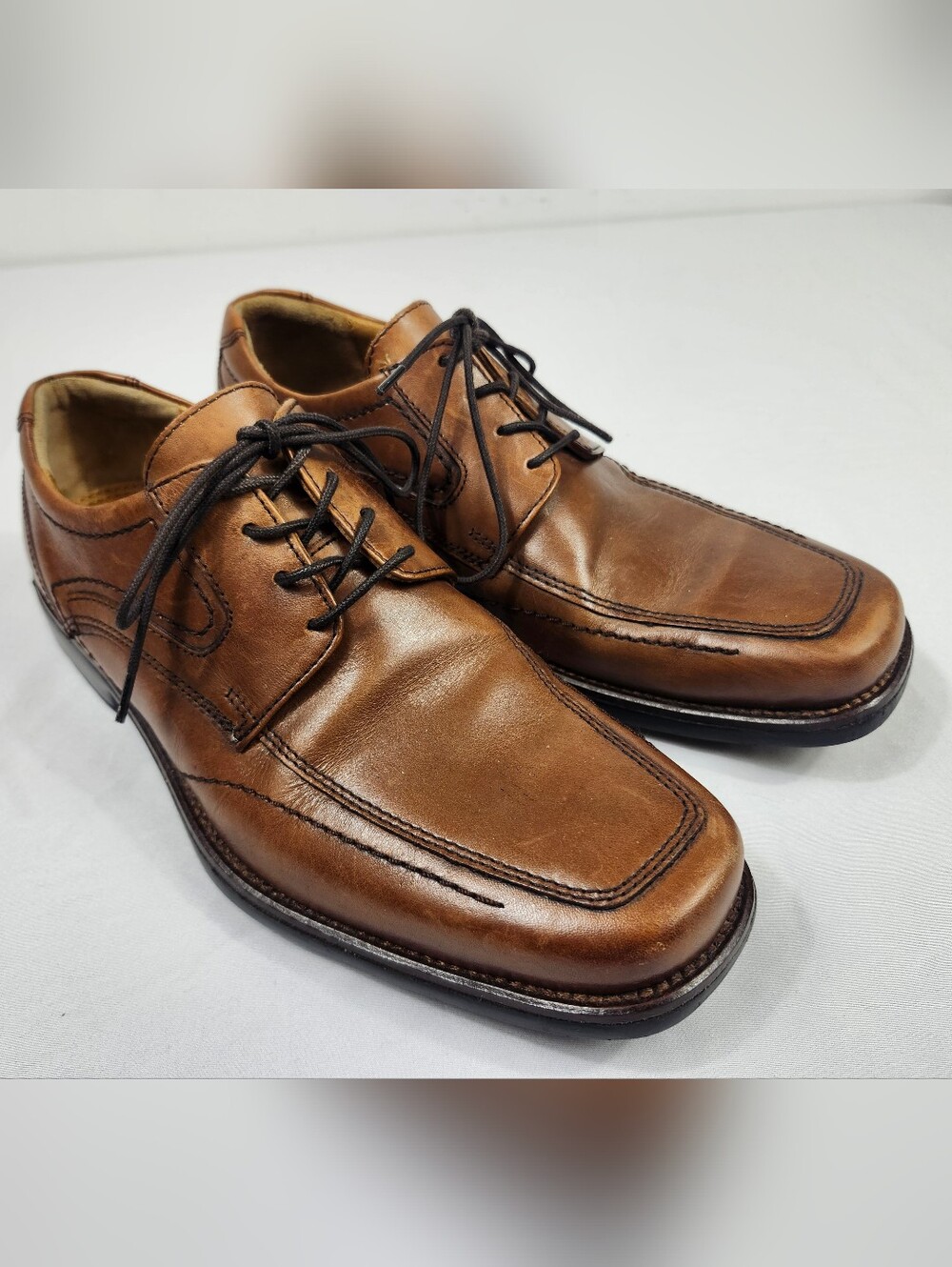 Bostonian Men's 8 M Tan Brown Leather Derby Lite Weight Oxfords Shoes